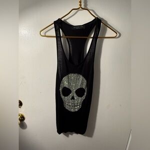 Edgy Glamour Black Skull Tank Top Lg